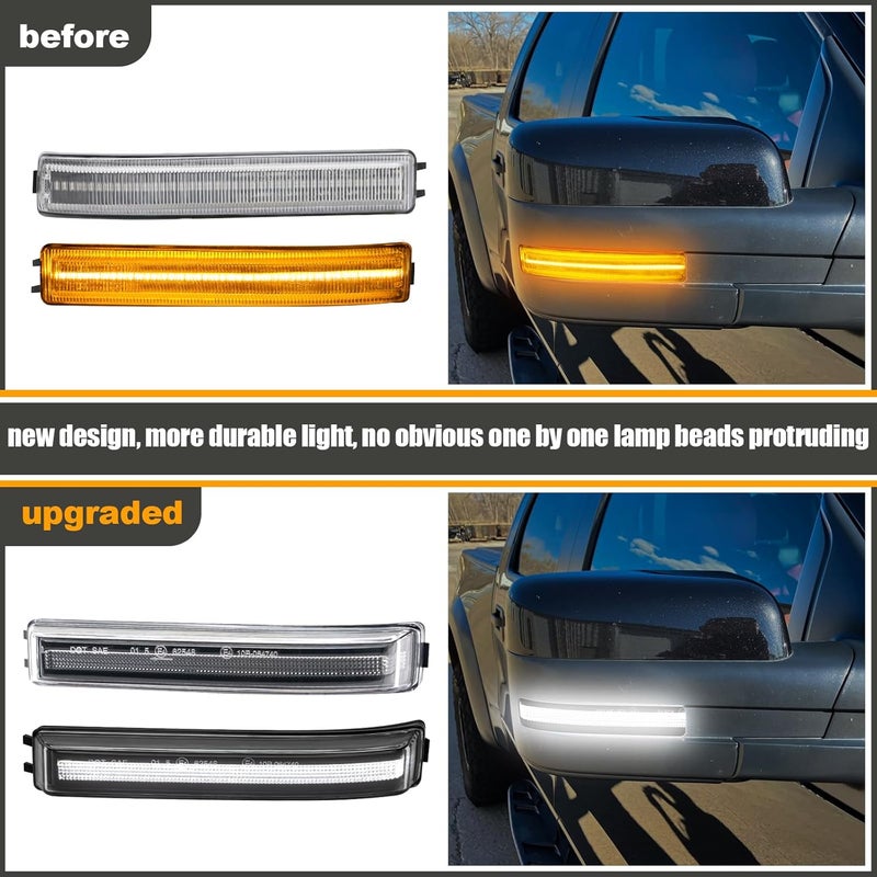 Aexploer Side View Mirror Turn Signal Lights Clear LED Assembly F150 2009 2010 2011 2012 2013 2014/for Mark LT 2013 2014 for Raptor 2010-2014 Blink Turn Marker Lamp (A,Clear Lens White Light) - Image 2